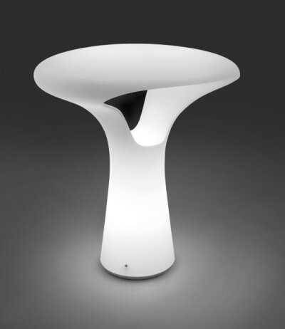 Vistosi Ferea LT Tischleuchte weißes Muranoglas weiß mit Ein/Aus-Schnurschalter und E27 Fassung