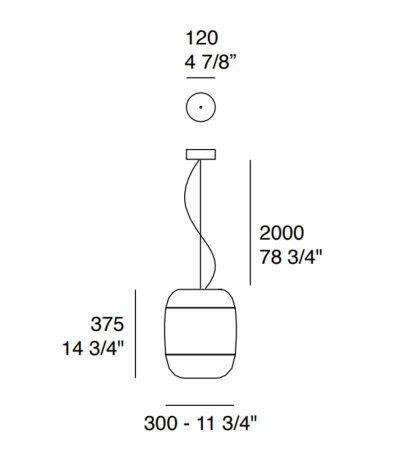Prandina Gong S3 Pendelleuchte Glasschirm &Oslash; 30 cm E27 Fassung LED-Retrofit kompatibel