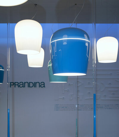 Prandina Tiara S3 Glas-Pendelleuchte &Oslash; 30 cm mit E27 Fassung LED-Retrofit kompatibel