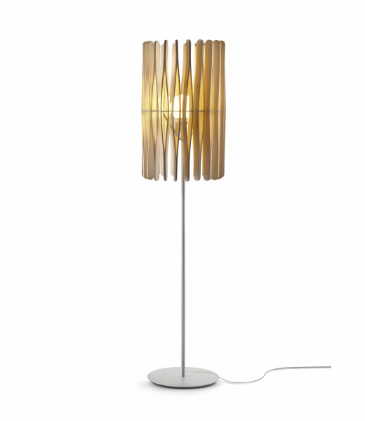 Fabbian Stick F23 C01 Stehleuchte Durchm. 43cm zylindrischer Lampenschirm aus Holz mit E27 Fassung