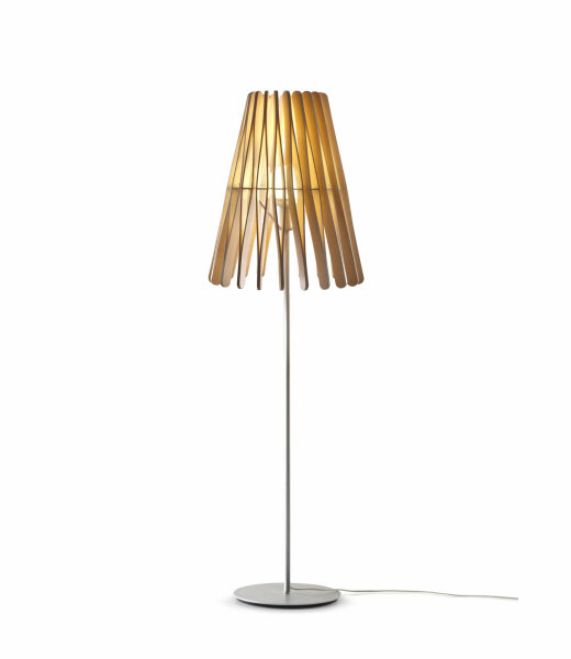 Fabbian Stick F23 C01Stehleuchte Durchm. 50cm konischer Lampenschirm aus Holz mit E27 Fassung