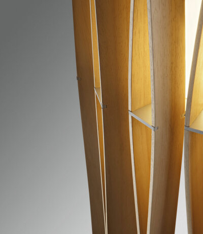Fabbian Stick F23 D01 Wandleuchte Durchm. 33cm zylindrischer Lampenschirm aus Holz mit E27 Fassung