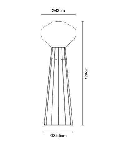 Fabbian A&eacute;rostat F27 C03 Stehleuchte Durchm. 43 cm Glas Wei&szlig; D14 Fassung LED-Retrofit kompatibel