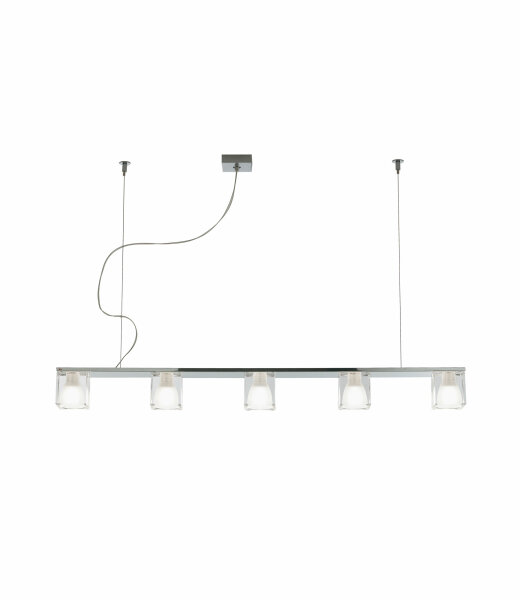 Fabbian Cubetto D28 A06 mit GU10 Fassung 5-fach Pendelleuchte Struktur Chrom LED-Retrofit kompatibel