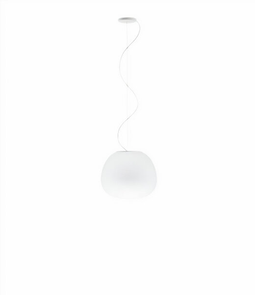 Fabbian Lumi F07 A01 Pendelleuchte Glas Mochi Weiß Durchm. 38 cm mit E27 Fassung LED-Retrofit kompatibel