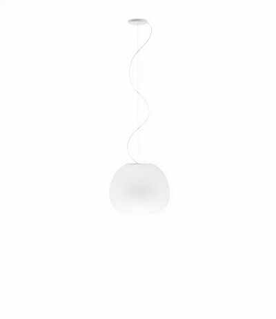 Fabbian Lumi F07 A01 Pendelleuchte Glas Mochi Weiß Durchm. 38 cm mit E27 Fassung LED-Retrofit kompatibel