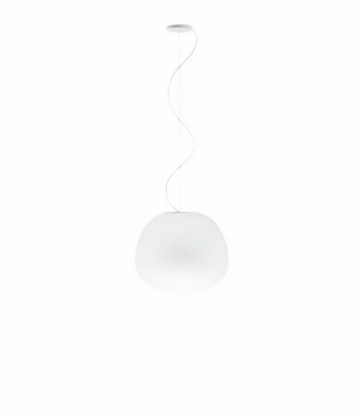 Fabbian Lumi F07 A03 Pendelleuchte Glas Mochi Weiß Durchm. 45 cm mit E27 Fassung LED-Retrofit kompatibel