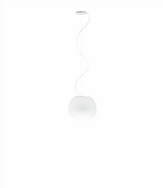Fabbian Lumi F07 A07 Pendelleuchte Glas Mochi Wei&szlig; Durchm. 30 cm mit E27 Fassung LED-Retrofit kompatibel