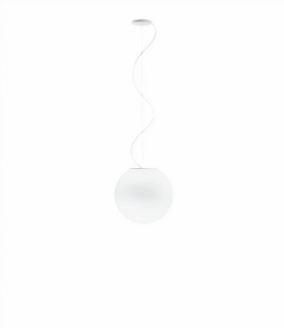 Fabbian Lumi F07 A21 Pendelleuchte Glas Sfera Weiß Durchm. 35 cm mit E27 Fassung LED-Retrofit kompatibel