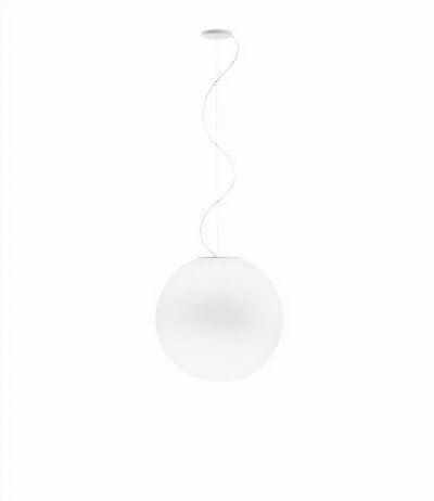 Fabbian Lumi F07 A25 Pendelleuchte Glas Sfera Weiß Durchm. 50 cm mit E27 Fassung LED-Retrofit kompatibel