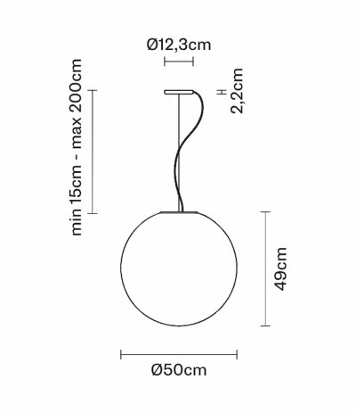 Fabbian Lumi F07 A25 Pendelleuchte Glas Sfera Wei&szlig; Durchm. 50 cm mit E27 Fassung LED-Retrofit kompatibel