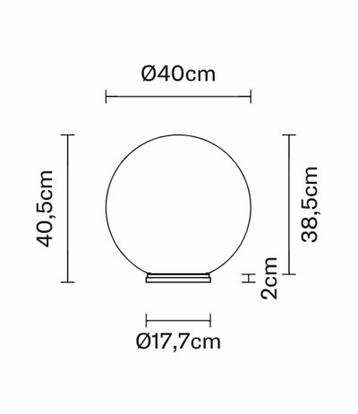 Fabbian Lumi F07 B35 Tischleuchte Glas Sfera Wei&szlig; Durchm. 40 cm mit E27 Fassung LED-Retrofit kompatibel