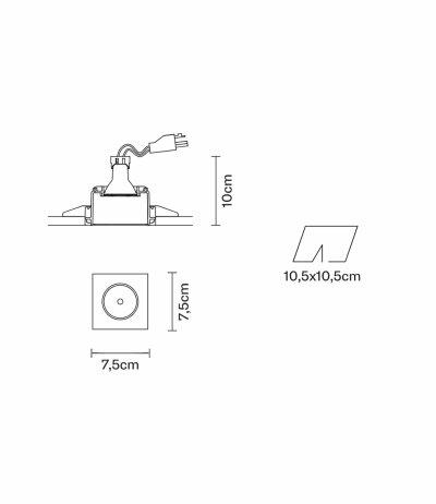Fabbian Tools F19 F01 Einbaustrahler nicht verstellbar quadratisch rahmenlos mit GU10 Fassung LED-Retrofit kompatibel