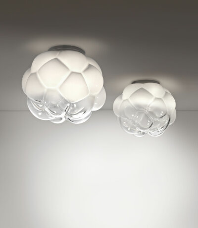Fabbian Cloudy F21 E03 Deckenleuchte Durchm. 26 cm Glas Wei&szlig; mit E27 Fassung LED-Retrofit kompatibel