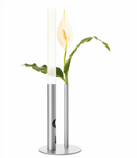 Cini&Nils Ognidove LED Akku-Tischleuchte mit Blumenvase dimmbar Struktur komplett Silbergrau