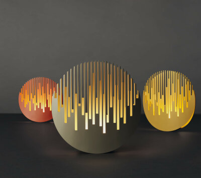 Cini&Nils Manhattanhenge moderne LED-Retrofit Tischleuchte mit Schnurdimmer Struktur Gold
