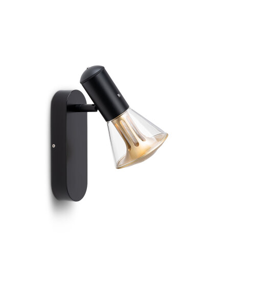 lessnmore Ethics E-WDS verstellbare Wandleuchte mit Glasschirm direkt/indirektes Licht mit Tastdimmer