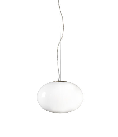 Oluce Alba 465 Pendelleuchte Glas Weiß Ø32 cm mit E27 Fassung LED-Retrofit kompatibel