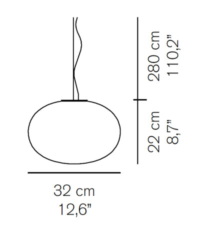 Oluce Alba 465 Pendelleuchte Glas Wei&szlig; &Oslash;32 cm mit E27 Fassung LED-Retrofit kompatibel