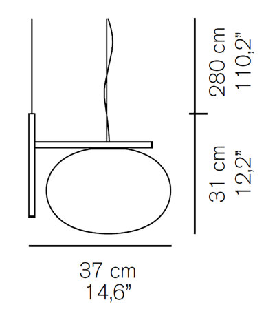 Oluce Alba 466 Pendelleuchte Glas Wei&szlig; &Oslash;37 cm mit E27 Fassung LED-Retrofit kompatibel