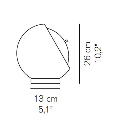 Oluce Eva 216 kugelf&ouml;rmige LED-Tischleuchte aus Metall mit Ein/Aus-Schnurschalter
