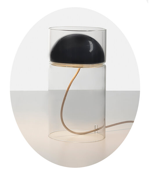 Oluce Medusa 254 LED-Tischleuchte aus Glas und Metall mit Ein/Aus-Schnurschalter