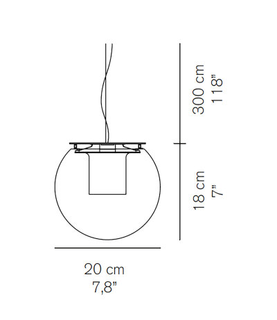 Oluce The Globe 827 &Oslash;20cm kugelf&ouml;rmige Pendelleuchte aus Glas E14 Fassung LED-Retrofit kompatibel