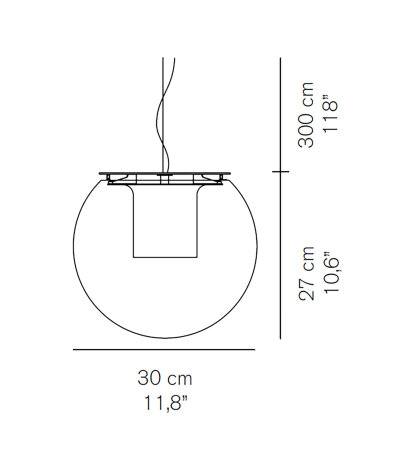 Oluce The Globe 828 &Oslash;30cm kugelf&ouml;rmige Pendelleuchte aus Glas E14 Fassung LED-Retrofit kompatibel