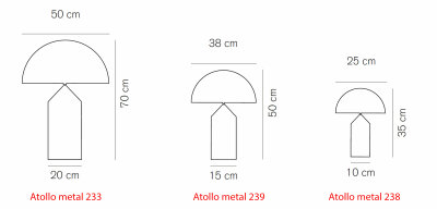Oluce Atollo metal nickel satiniert Tischleuchte Designklassiker in drei Gr&ouml;&szlig;en Entwurf Vico Magistretti 1977