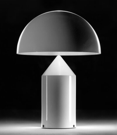 Oluce Atollo 233 metal weiß glänzend Tischleuchte Designklassiker Höhe 70cm Entwurf Vico Magistretti 1977
