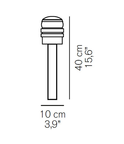 Oluce Fresnel 1148 Pollerleuchten direktes/diffuses Licht Struktur Schwarz  mit E14 Fassung LED-Retrofit kompatibel
