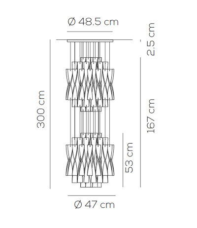 Axolight Aura SP 45/2 Doppel-Pendelleuchte aus handgefertigem Muranoglas 2x E27 Fassung Struktur Metall gl&auml;nzend