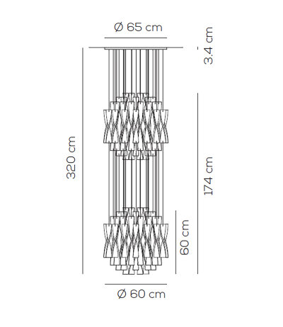 Axolight Aura SP 60/2 Doppel-Pendelleuchte mit Muranoglaspendeln 2x E27 Fassung Struktur Metall gl&auml;nzend