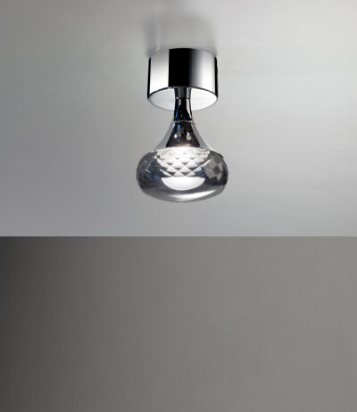 Axolight Fairy PL Design-Deckenleuchte mit Glasschirm Struktur Chrom glänzend LED 2700K nicht dimmbar