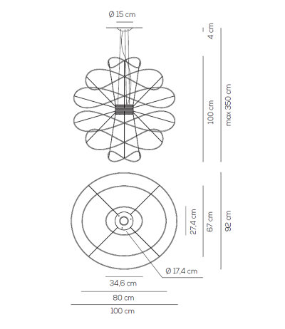 Axolight Hoops SP 6 Pendelleuchte diffuses direkt/indirektes Licht  LED 3000K TRIAC dimmbar