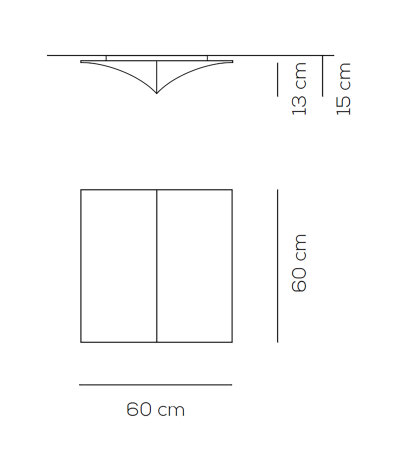 Axolight Nelly straight PL 60 quadratische Wand-/Deckenleuchte mit  wei&szlig;em Textildiffusor 2x E27 Fassung LED-Retrofit kompatibel