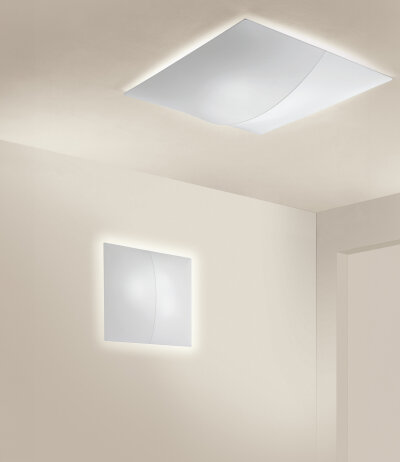 Axolight Nelly straight PL 100 quadratische Wand-/Deckenleuchte mit weißem Textildiffusor 3x E27 Fassung LED-Retrofit kompatibel