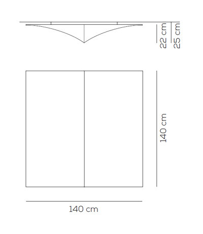 Axolight Nelly straight PL 140 quadratische Wand-/Deckenleuchte mit  wei&szlig;em Textildiffusor 4x E27 Fassung LED-Retrofit kompatibel