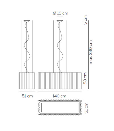 Axolight Skirt SP 140 rechteckige Pendelleuchte mit Textilschirm akustisch wirksam 4x E27 Fassung LED-Retrofit kompatibel