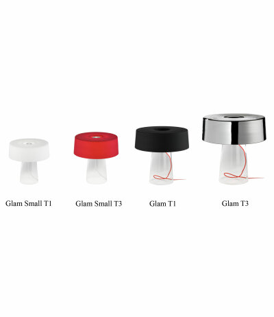 Prandina Glam Small T-Tischleuchten mit G9-Fassung LED-Retrofit kompatibel und Basis aus Kristall Glas