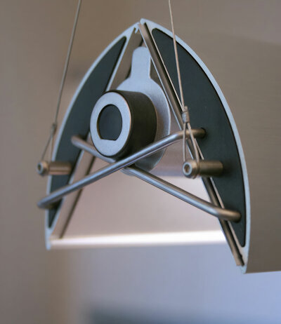 Belux UpDown lineare moderne LED-Pendelleuchte B&uuml;roleuchte Esstischlampe direkt/indirektes Licht verstellbare Aluminiumfl&uuml;gel Entwurf Reto Sch&ouml;pfer 1996
