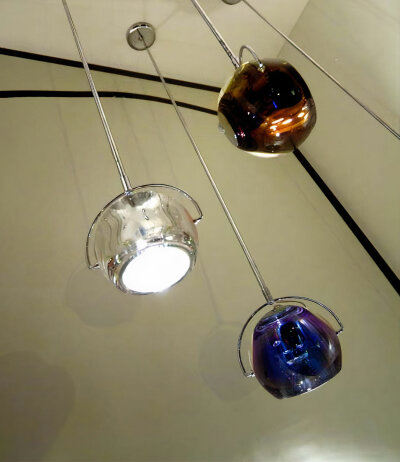 Fabbian Beluga Colour D57 A11 elegante technische Glaspendel-/deckenleuchte Struktur verchromt Leuchtenkopf dreh- und schwenkbar GU10 Fassung LED-Retrofit kompatibel Design Marc Sadler