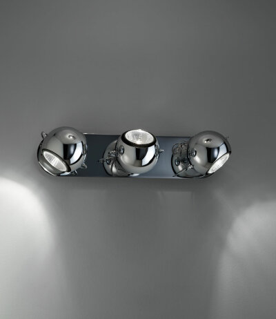 Fabbian Beluga Steel D57 G21 verchromter 3-fach Strahler für Wände und Decken dreh-/schwenkbar GU10 Fassungen LED-Retrofit kompatibel Entwurf Marc Sadler