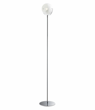 Fabbian Beluga White D57 C11 verchromte filigrane Stehleuchte mit weißem verstellbaren Kopfglas E27 max. 205W LED-Retrofit kompatibel Ein/Aus-Schnurschalter Entwurf Marc Sadler