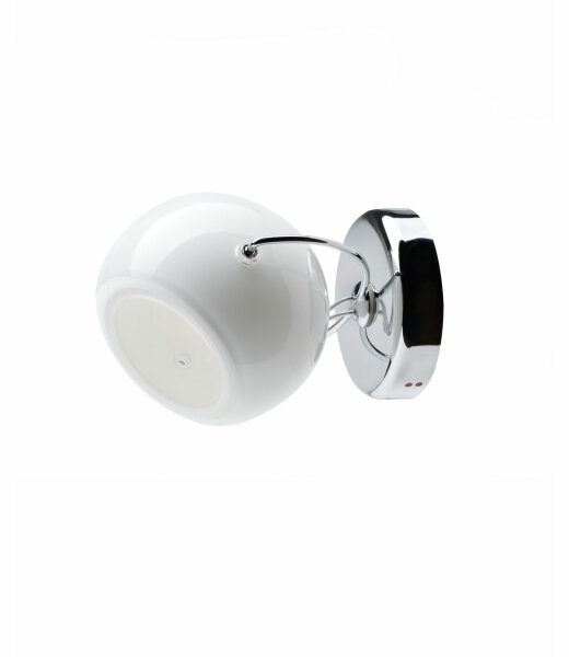 Fabbian Beluga White D57 G27 verchromte Wand-/Deckenleuchte mit wei&szlig;em Glasschirm G9 Fassung LED-Retrofit kompatibel Entwurf Marc Sadler