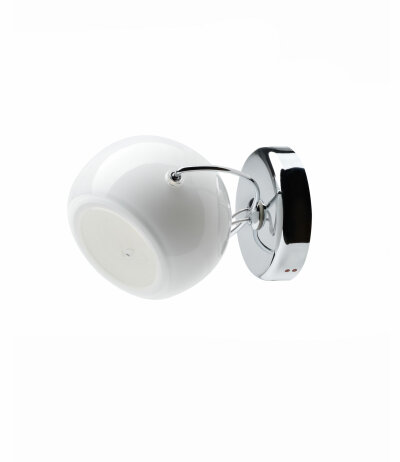 Fabbian Beluga White D57 G27 verchromte Wand-/Deckenleuchte mit weißem Glasschirm G9 Fassung LED-Retrofit kompatibel Entwurf Marc Sadler