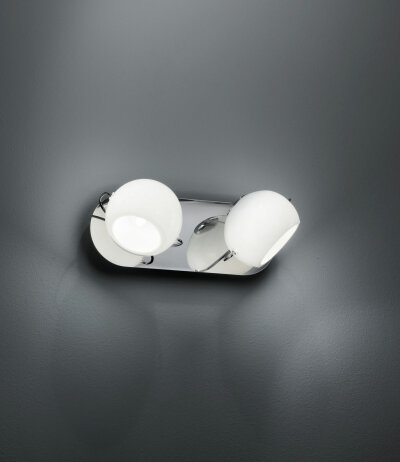Fabbian Beluga White D57 G29 2-fach dreh- und schwenkbarer Wand-/Deckenstrahler mit weißen Gläsern Struktur glänzend verchromt G9 Fassung LED-Retrofit kompatibel Enwurf Marc Sadler