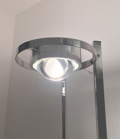 Licht im Raum Master Niedervolt Stehleuchte filigrane Metallstruktur Leuchtenkopf 2xGY6,35 Fassung  mit klarer Glaslinse inkl. Schnurdimmer