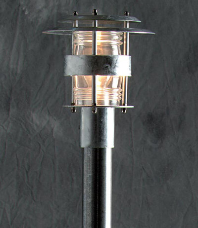David Super-Light Jonas Bed Pollerleuchte Stahl feuverzinkt Marineglas klar E27 Fassung LED-Retrofit kompatibel