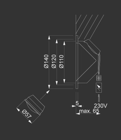 lessnmore Mimix M-BUS 230V LED-Wandeinbaustrahler Treppenstufenleuchte aus Beton TRIAC dimmbar